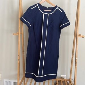 Linen shirt sleeve banana republic blue and white dress